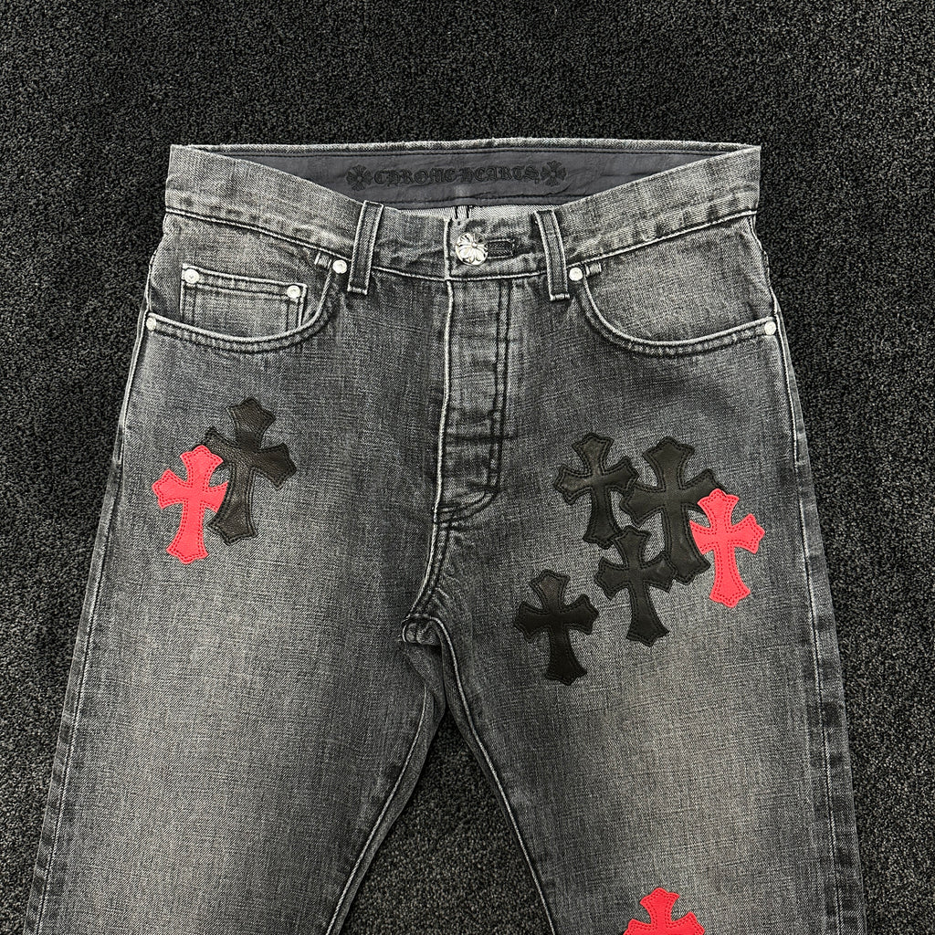 Chrome Hearts Cross Patch Grey Wash Vintage Denim Jeans W30 (DS)