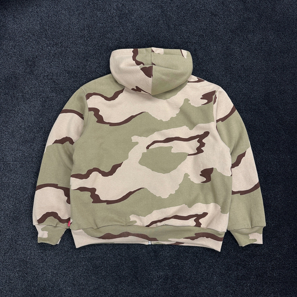 Supreme Thermal Lined Logo Zip Up Hoodie Desert Camo (DS)