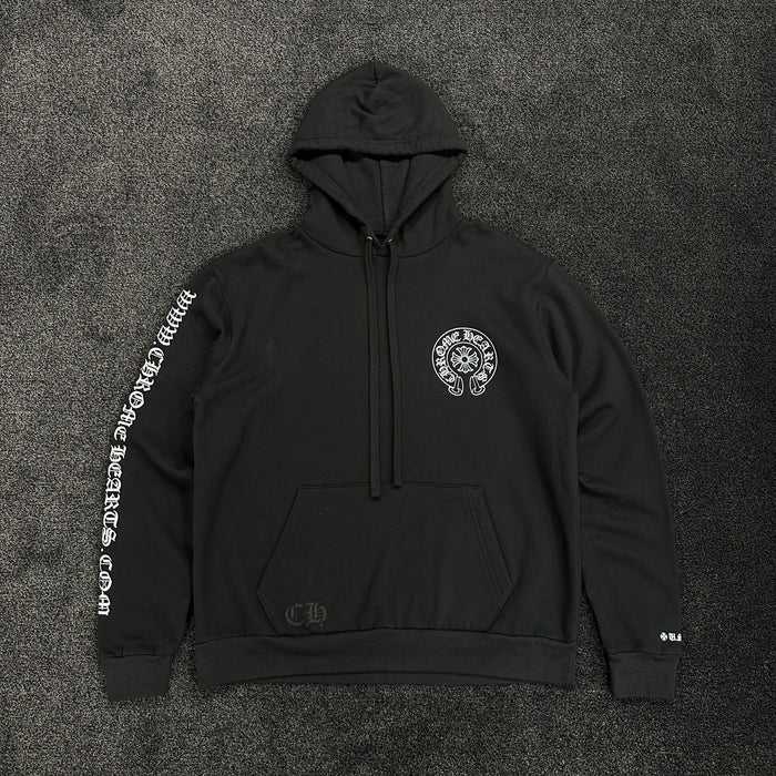 Chrome Hearts Glitter Horseshoe Logo Hoodie Black (DS)