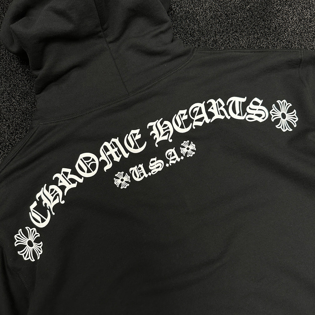 Chrome Hearts T Scroll Logo Thermal Zip Up Hoodie Black (DS)