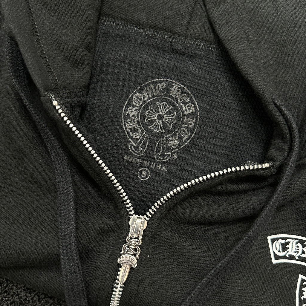 Chrome Hearts T Scroll Logo Thermal Zip Up Hoodie Black (DS)