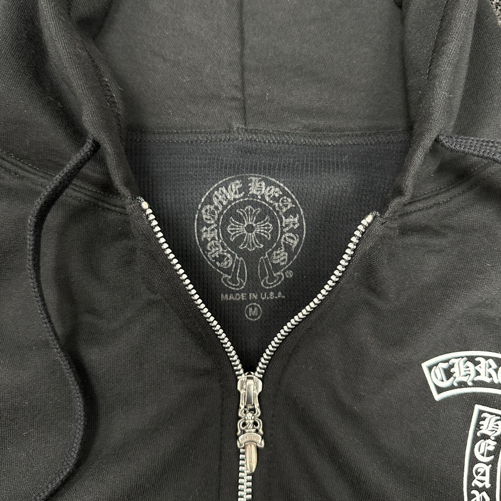 Chrome Hearts T Scroll Logo Thermal Zip Up Hoodie Black (DS)