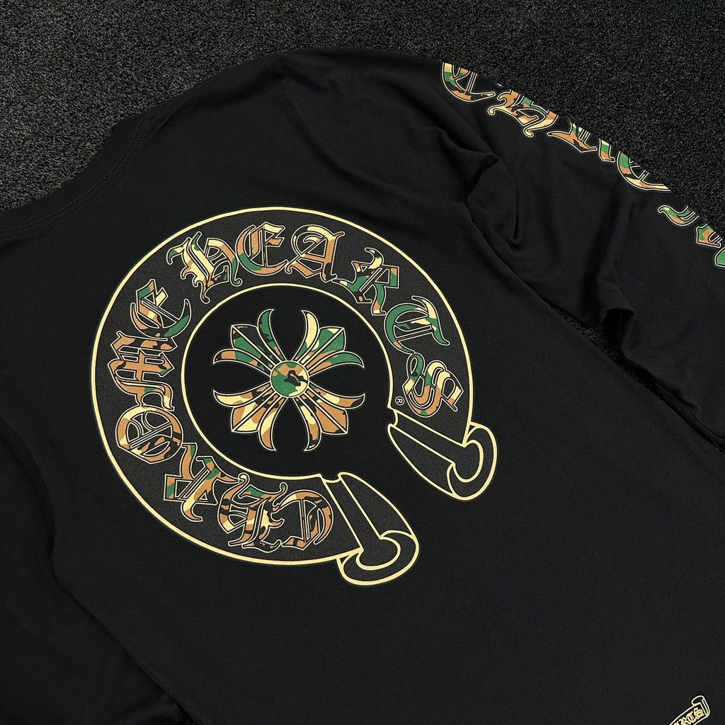 Chrome Hearts Camo Horseshoe Logo Long Sleeve T-Shirt (DS)