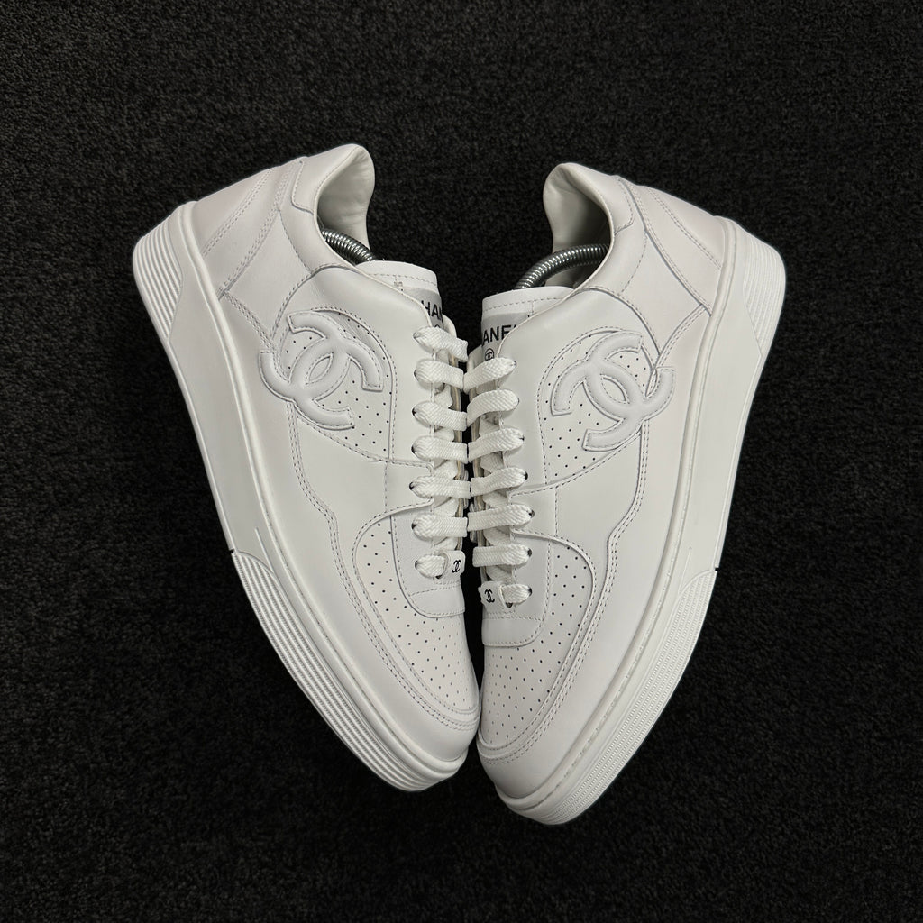 Chanel CC Tennis Trainers White Leather (DS)